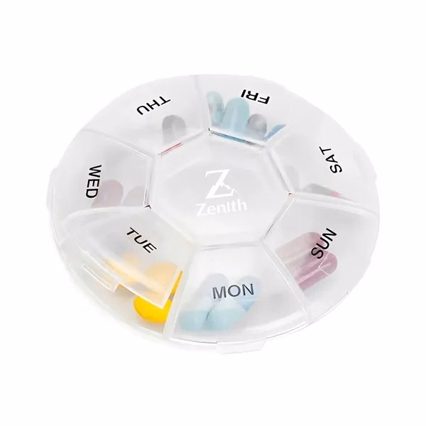 Custom Plastic Multi-Compartment Pill Organizer Secure Snap Lid — Daily Wellness Giveaway