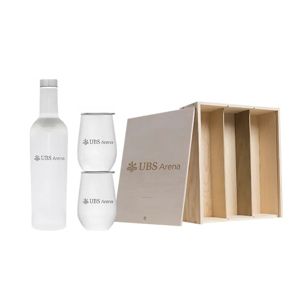 Wine Growler & Tumbler Set with Wooden Box and Bottle Slot 1