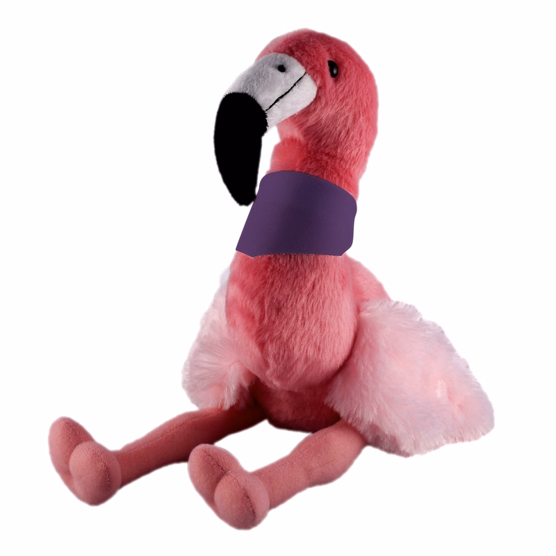 Soft Plush Sitting Flamingo wearing a Bandana