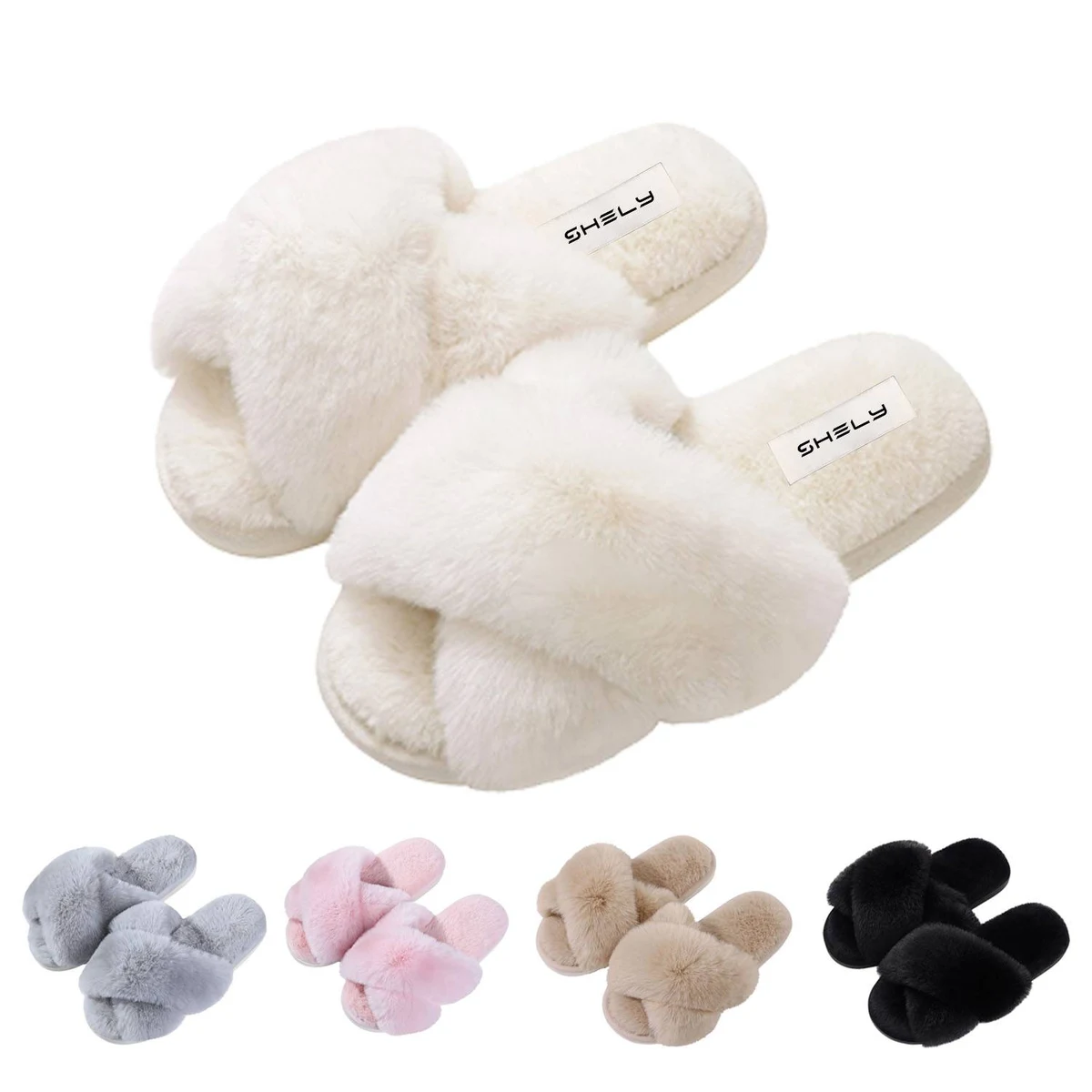Winter Soft Plush Cozy Open Toe Slippers 1