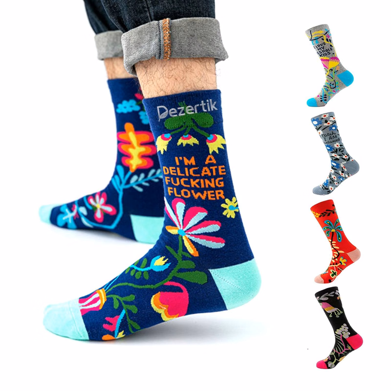 Long Tube Casual Abstract Letter Floral Socks