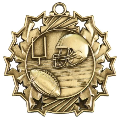 Football Ten Star Medal, 2-1/4" 1
