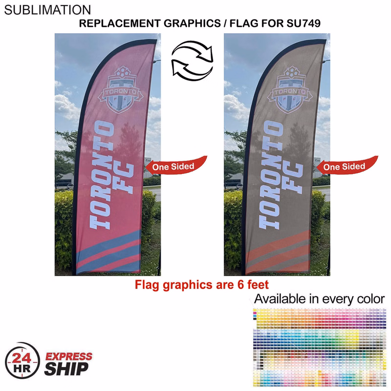 24Hr Express Ship - Replacement Flag for 8.5' Small Feather Flag Kit, Full Color Graphics One Side