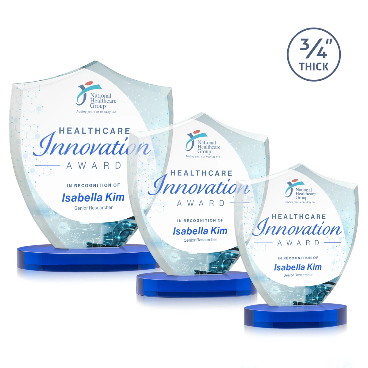 Scudo Shield VividPrint™ Award on Alberton Base - Blue 1
