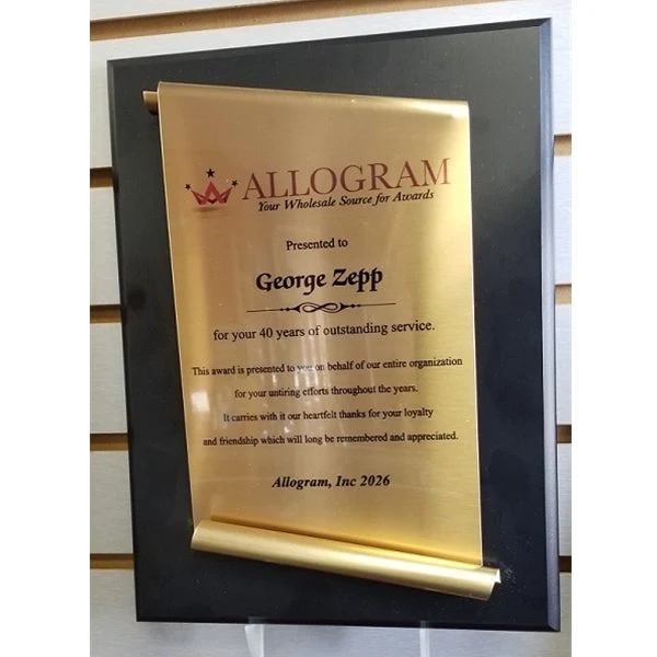 Black Plaque With Brass Scroll Mount 1