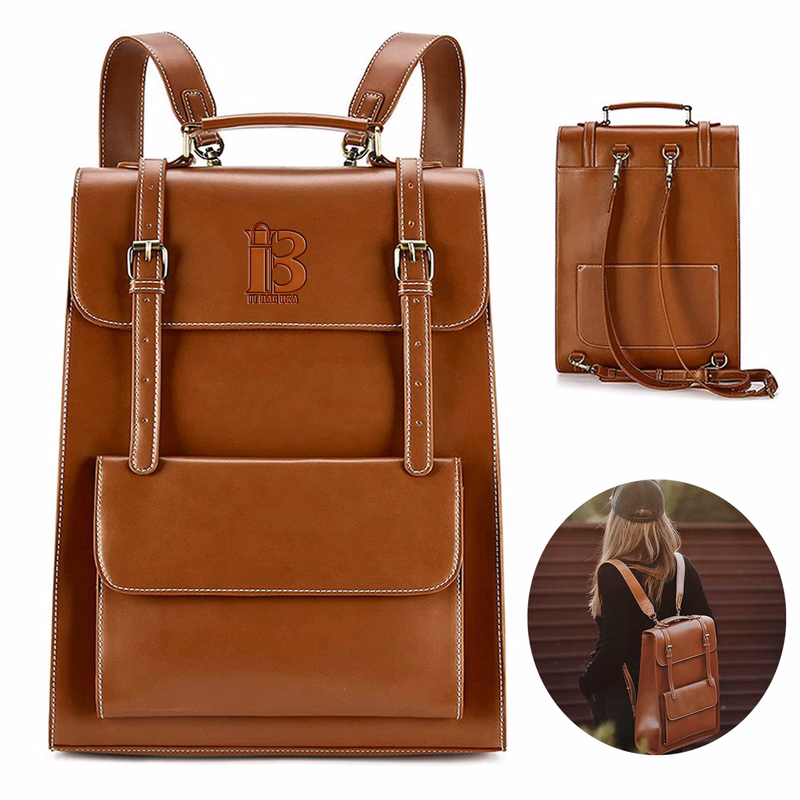 Laptop Backpack for Women PU Leather Bag