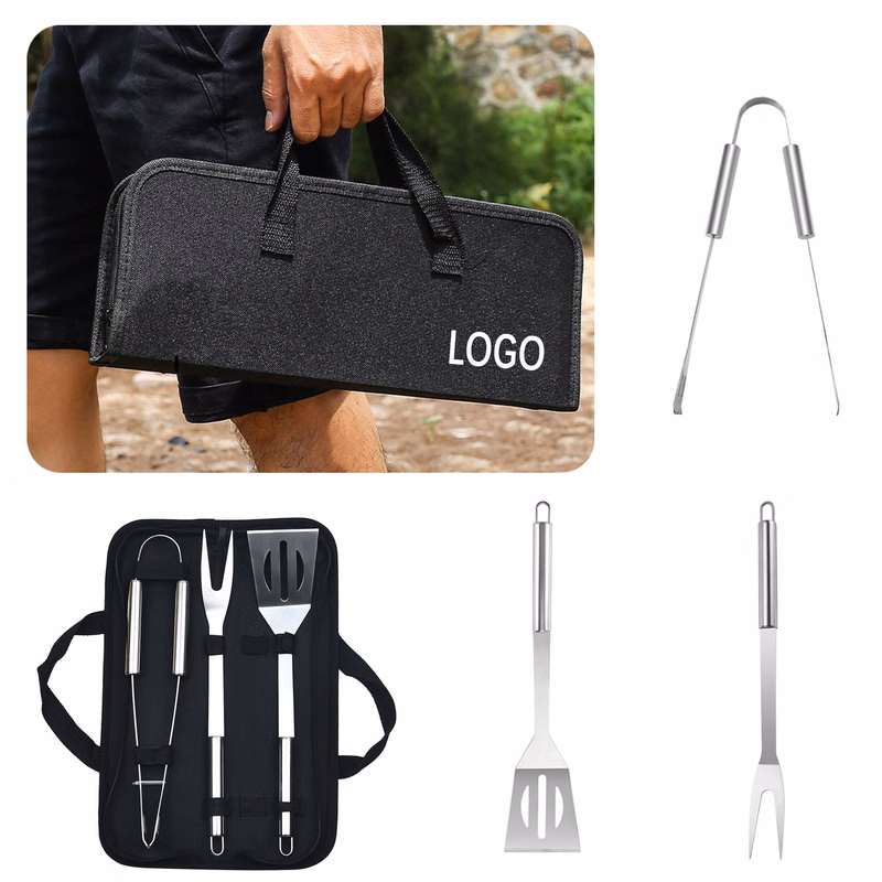 3 Piece BBQ Set Stainless Steel With Case