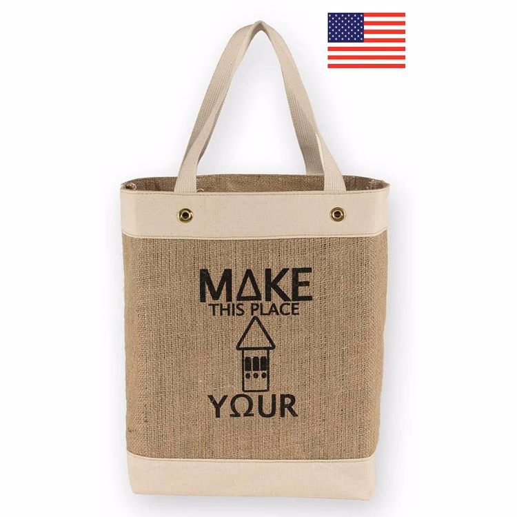 Clarkston Market Tote Canvas/Burlap Tote Bag 18x7x14.5"