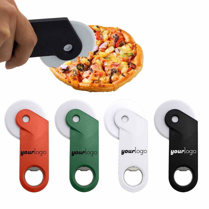 Stainless Steel Pizza Cutter with Built-In Opener