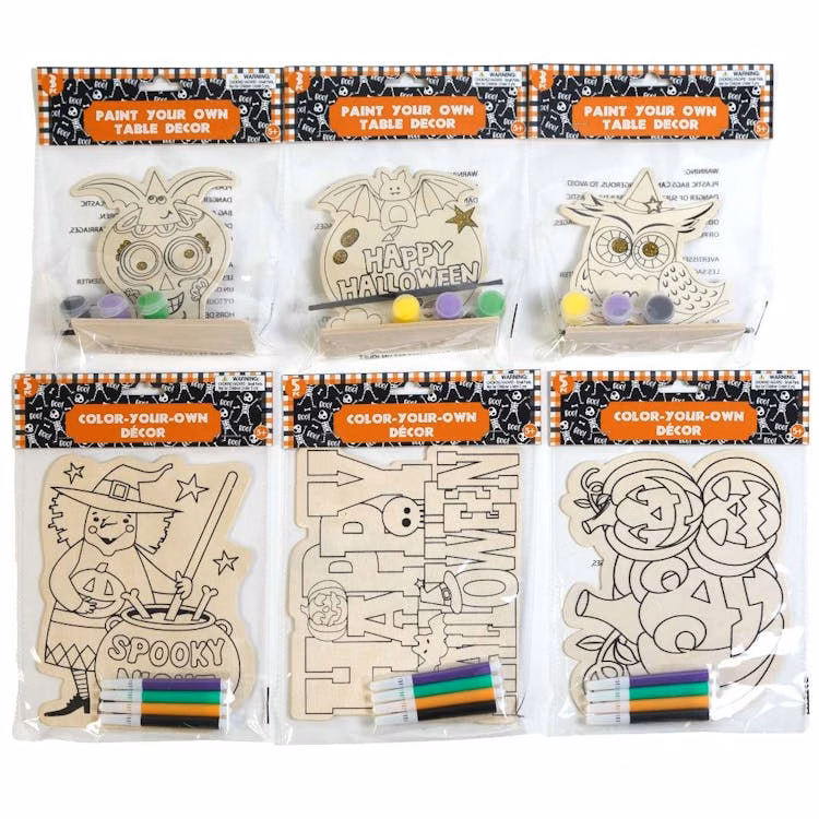 Halloween DIY Wood Plaque with Paint or Markers - Assorted