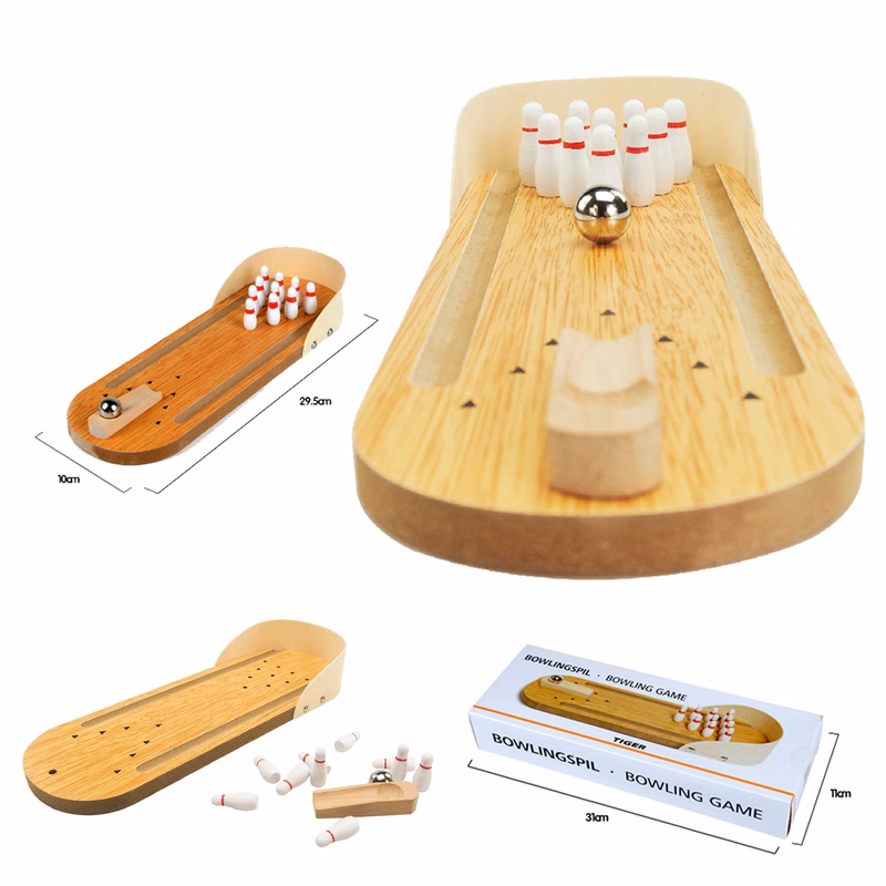 Wooden Desktop Mini Bowling Game Set