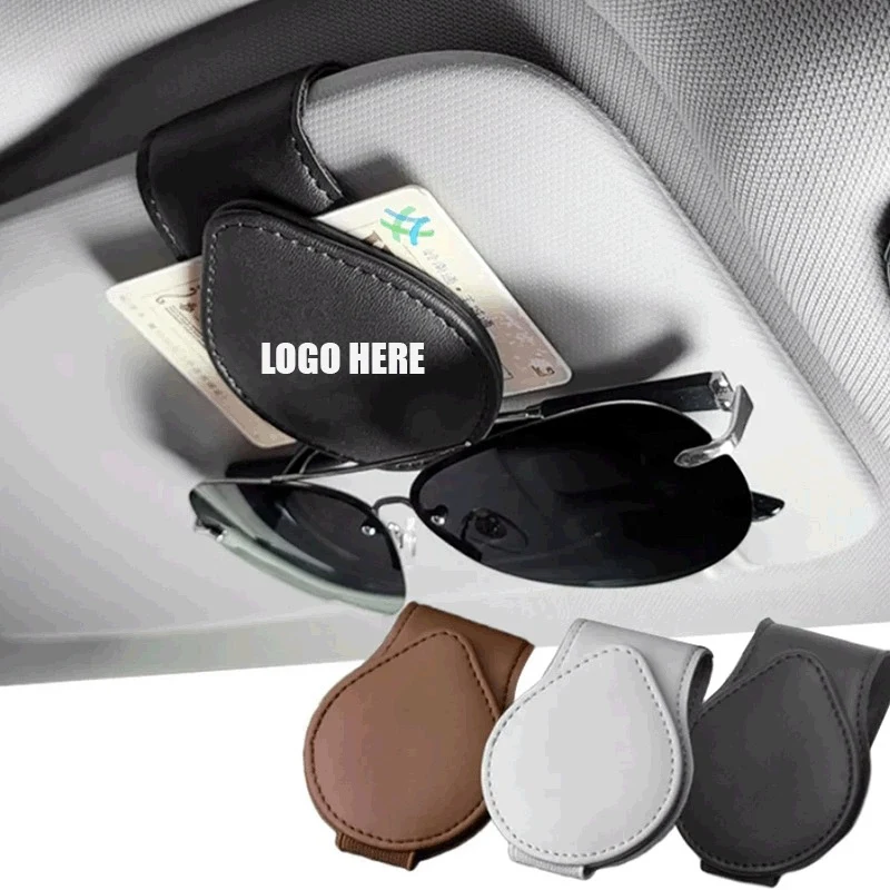 Sunglass Holder for Car Visor/Magnetic Leather Glasses Eyeglass Holder/ Sunglasses Clip 1