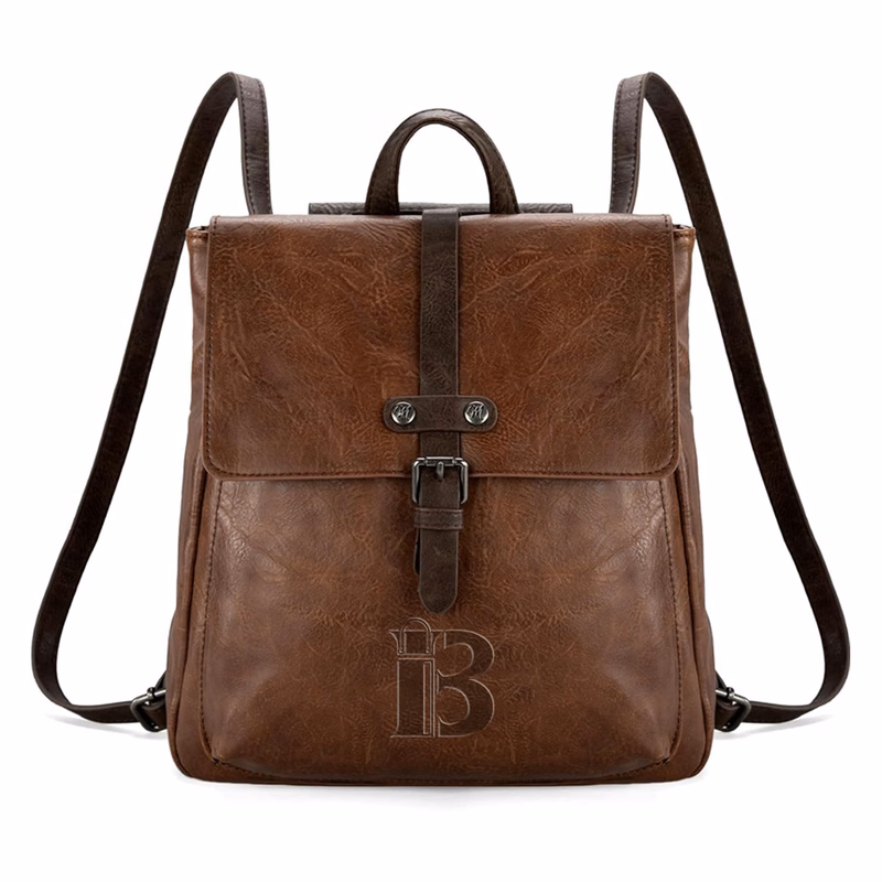 Large Capacity PU Leather Retro Backpack