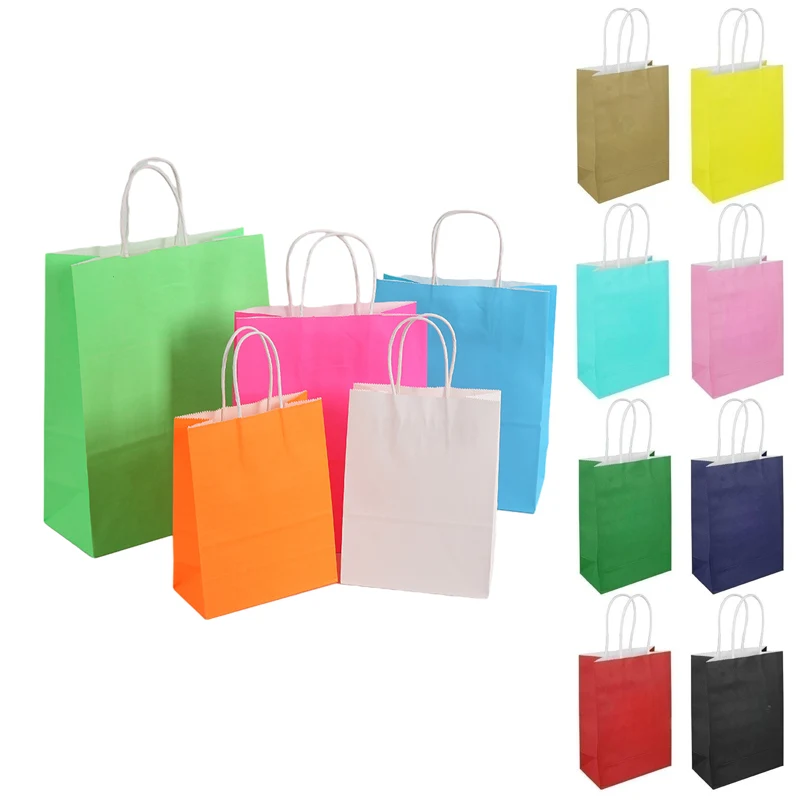 Small Size Kraft Paper Shopper Tote bags(5 7/8" * 3 1/8" * 8 1/4") 1