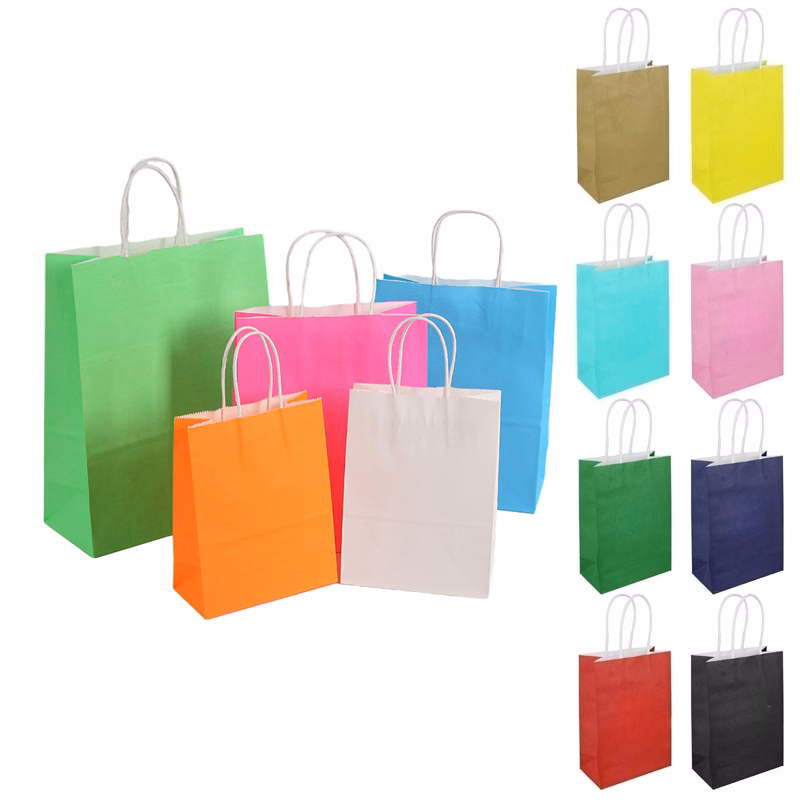 Small Size Kraft Paper Shopper Tote bags(5 7/8" * 3 1/8" * 8 1/4")