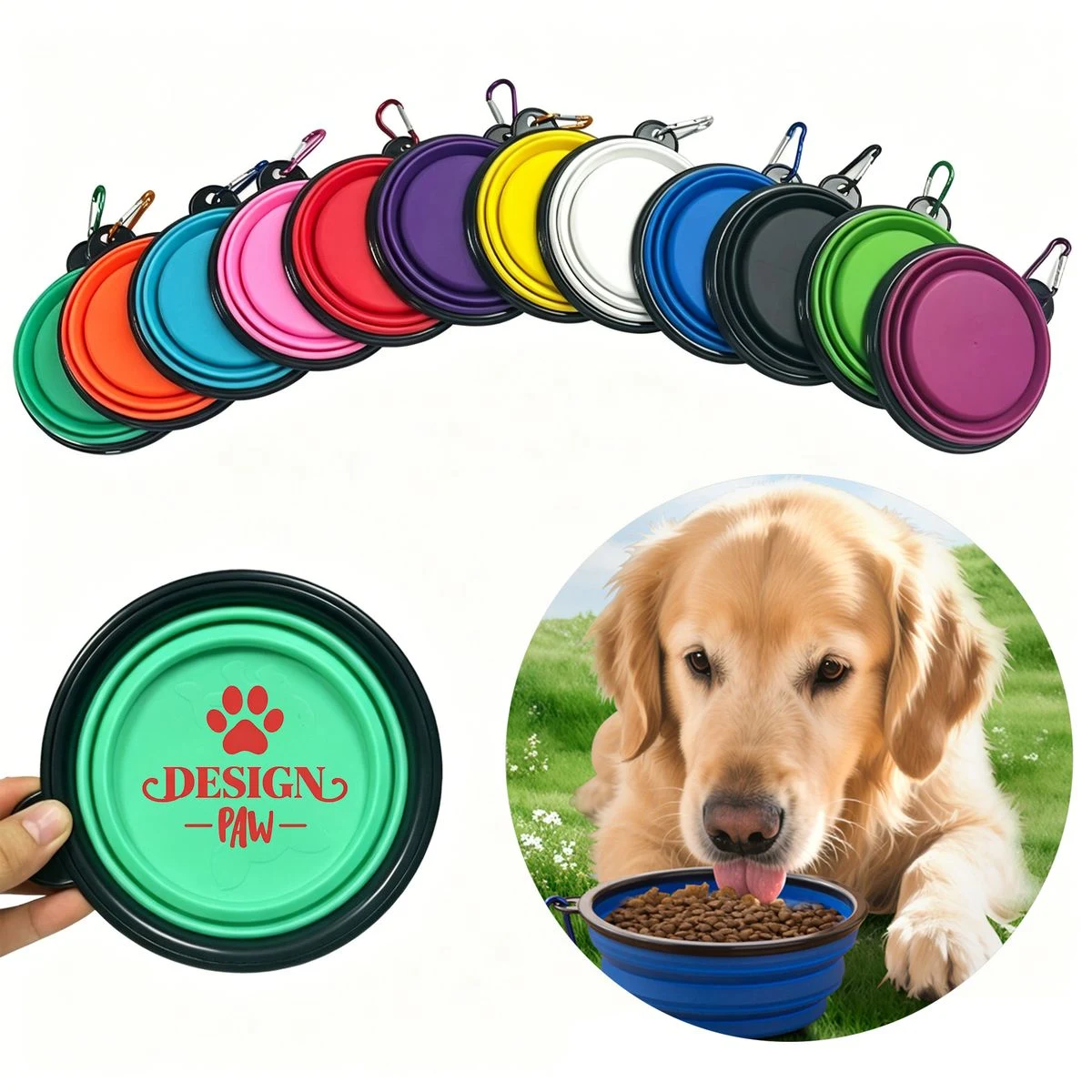 MOQ50 TPE Outdoor Portable Foldable Dog Bowl 1