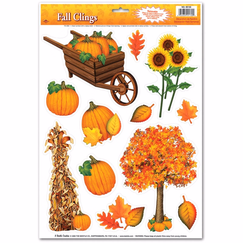 Fall Clings - 12 Stickers 12" x 17"