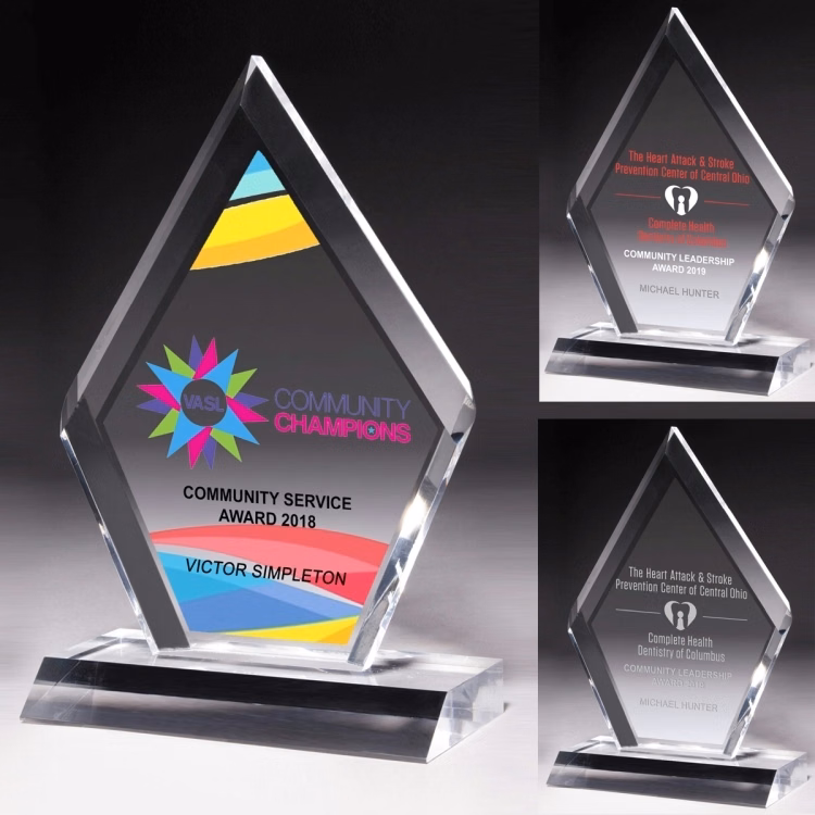 Multi-Faceted Acrylic Award - 5" x 8 3/4" -Laser Engraved
