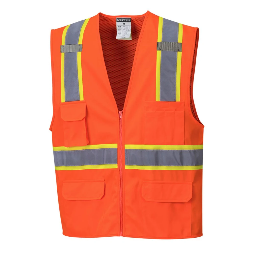 PORTWEST® Class 2 Jackson Hi-Vis Contrast Executive Vest w/ 6 Pockets 1