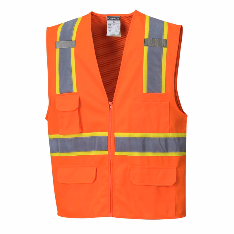 PORTWEST® Class 2 Jackson Hi-Vis Contrast Executive Vest w/ 6 Pockets