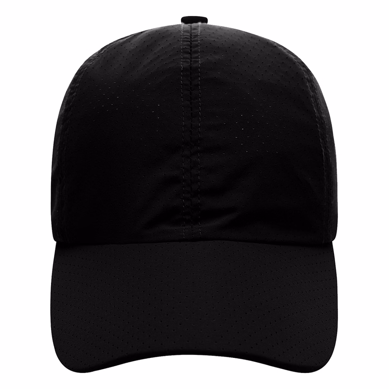 Stock Solid Color Quick Dry Poly 6 Panel Cap, Elastic Back