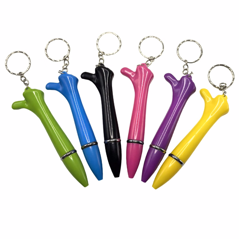 Plastic Funny Ball Pen with keychain