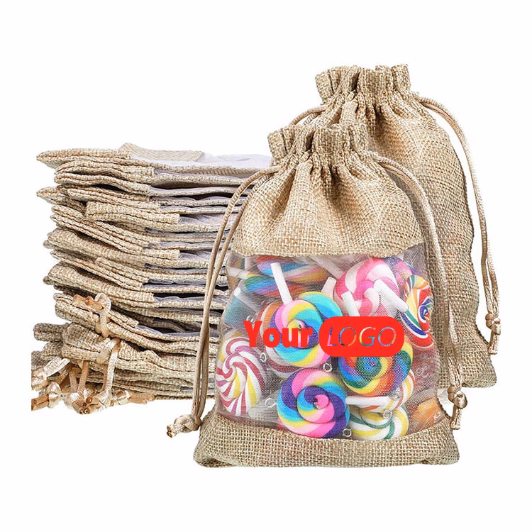 Burlap Mesh Drawstring Gift Bags