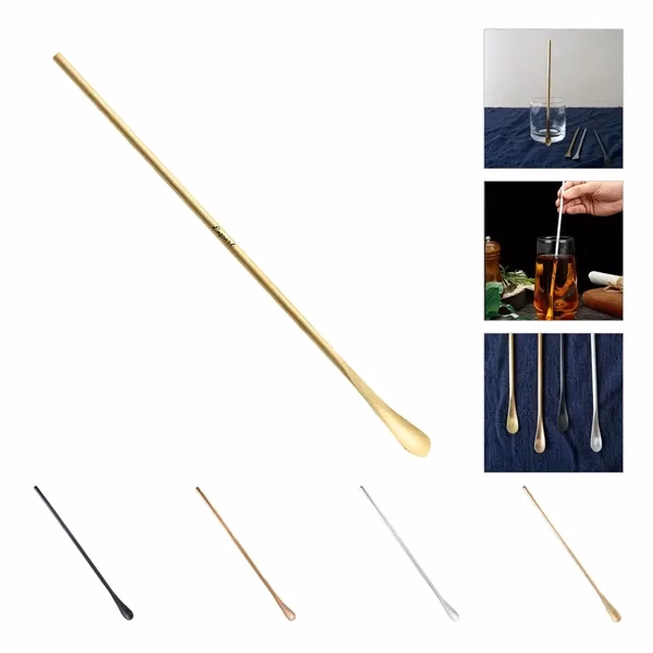 Custom 304 Stainless Steel Long Stirring Spoon — Full-Color Bar & Coffee Promo Tool