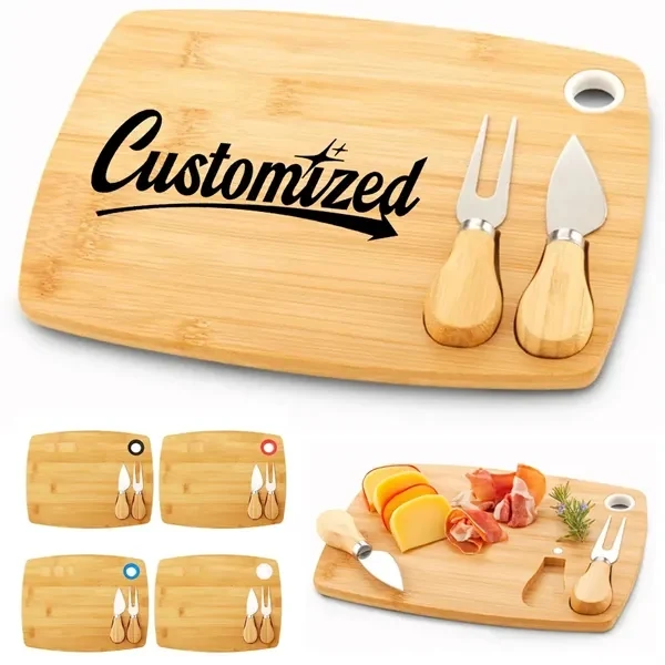 Custom Bamboo Cheese Board Set with Stainless Steel Tools — Premium 1