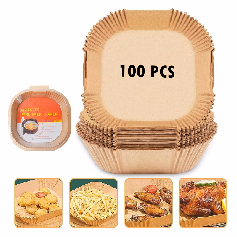 100 Pcs 6.3 Inch Air Fryer Paper Liners