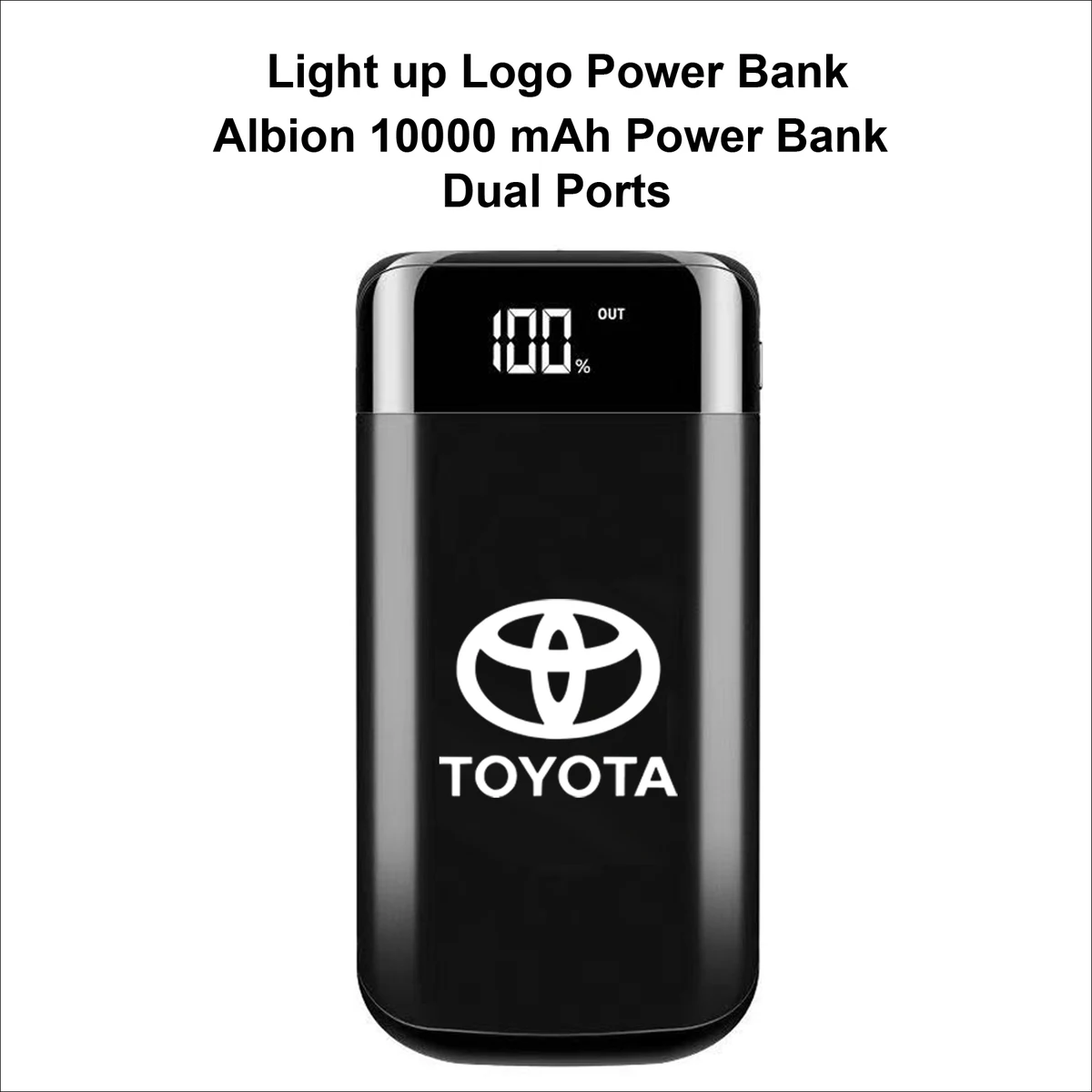 Light Up Logo Power Bank, Albion 10000 mAh, Dual Port 1