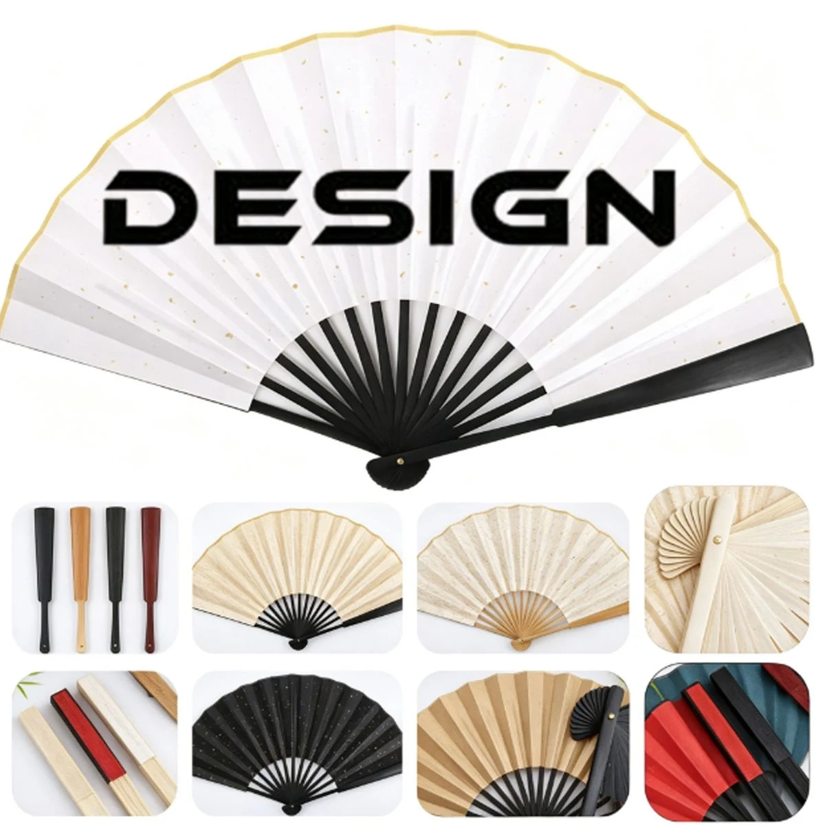 Chinese Style Colorful Calligraphy And Painting Fan 1