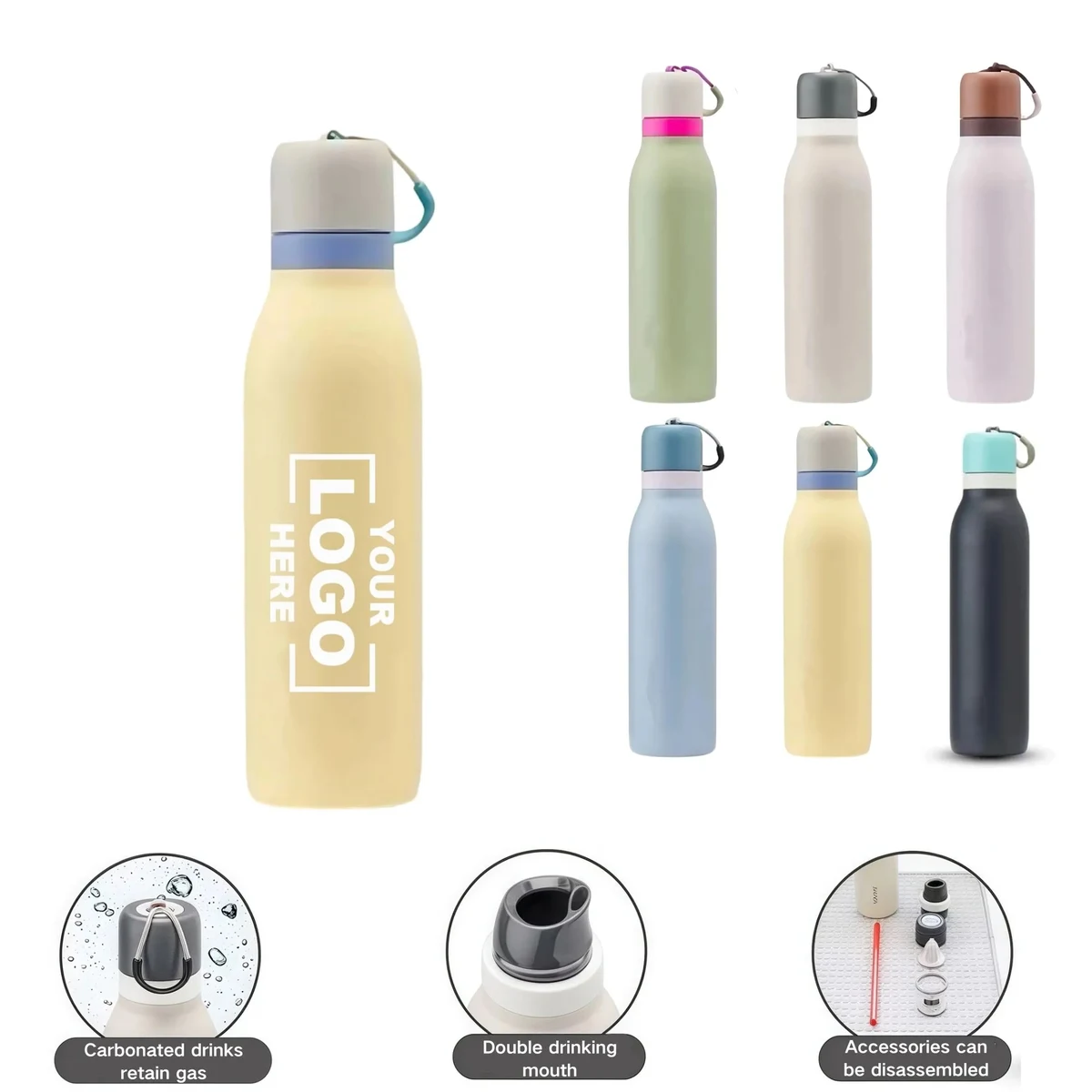 24oz Double Drink Spout Thermos Mug With Straw 1