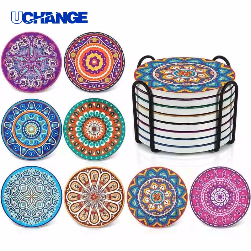 Round Ceramic Absorbent Coaster Mat