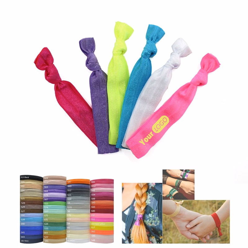 MOQ50 Colorful Ribbon Elastic Knotted Hair Ties