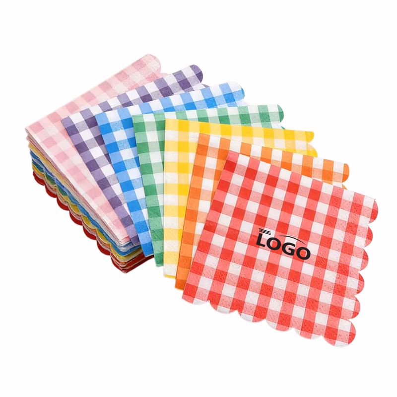 3 Ply Checkered Lace Trim Napkin