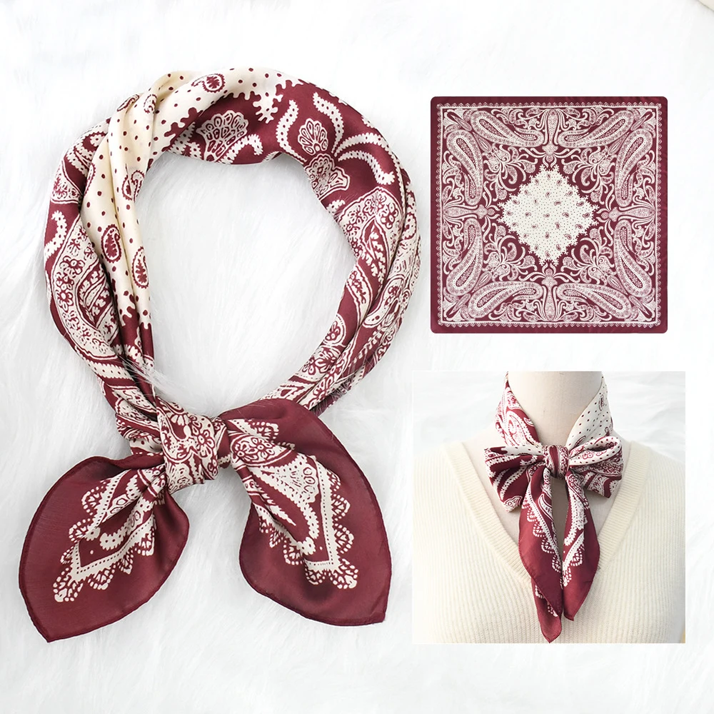 Custom Square Satin Head Scarves Satin Bandanas 1