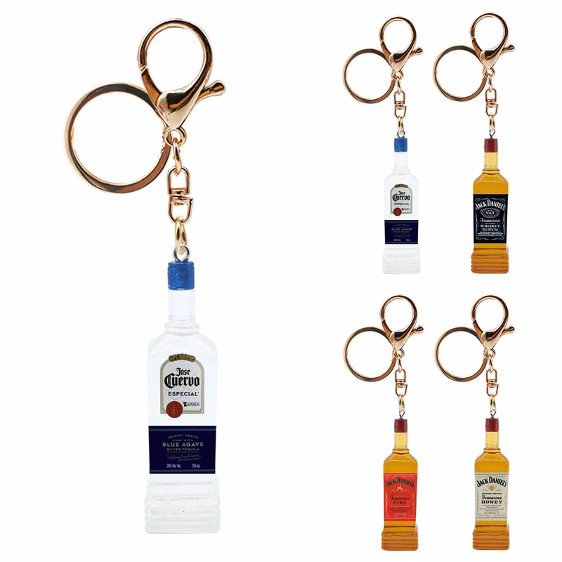 Mini Resin Whiskey Bottle Shaped Key Chain