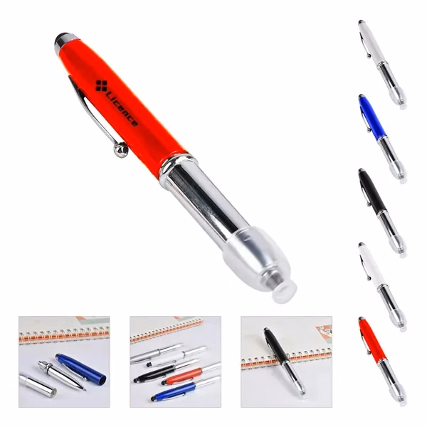 Custom Metal 3 in 1 LED Pen with Touch Stylus — Tech Professional Tool