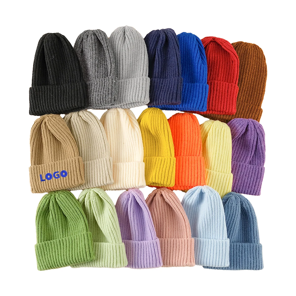 Acrylic Fiber Embroidery Knit Beanie Cap 1