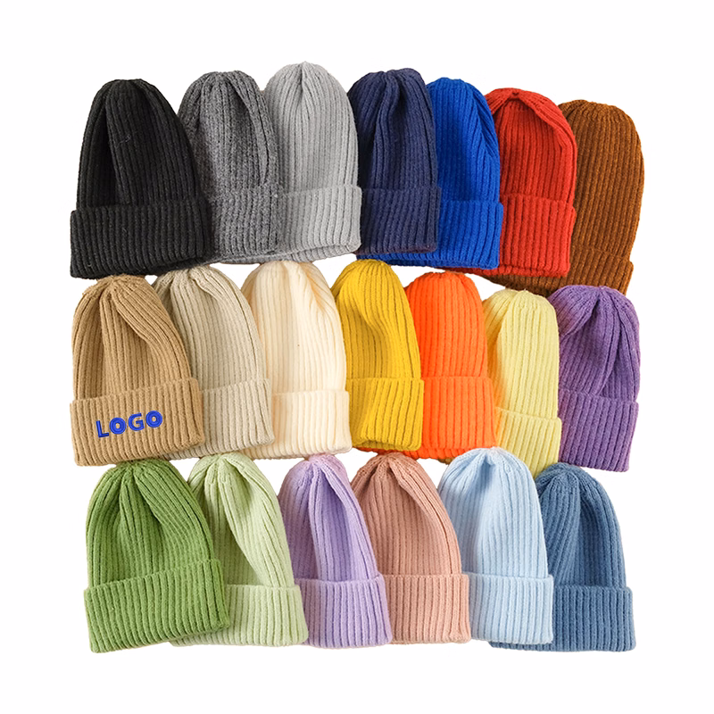 Acrylic Fiber Embroidery Knit Beanie Cap