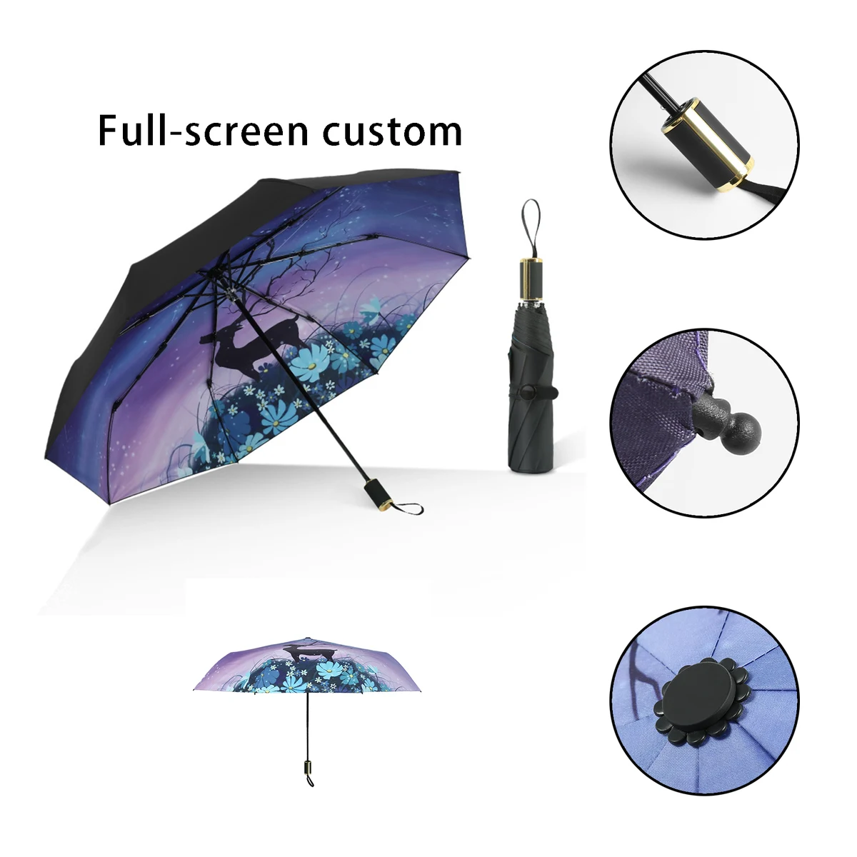 Full-Screen Digital Printed Travel Folding Umbrella 1
