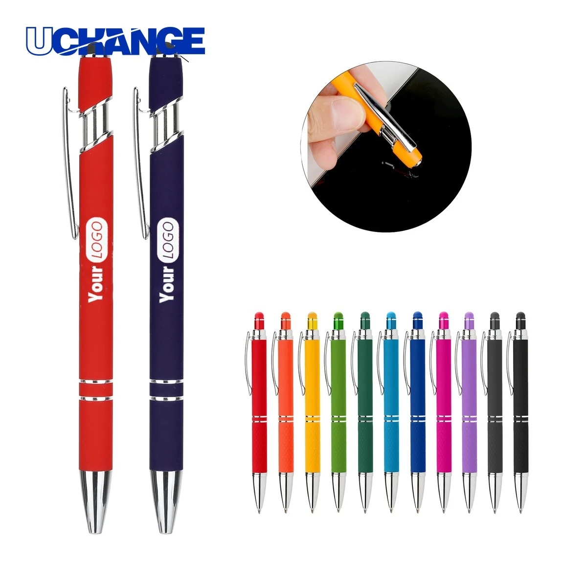 Retractable Ballpoint Pen with Touch Stylus, custom pen with logo imprint 1