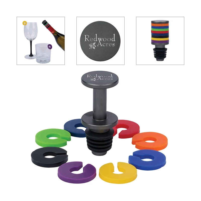 Rocco Aluminum Bottle Stopper with Glass Markers 1