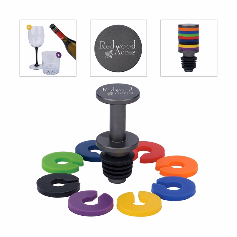 Rocco Aluminum Bottle Stopper with Glass Markers