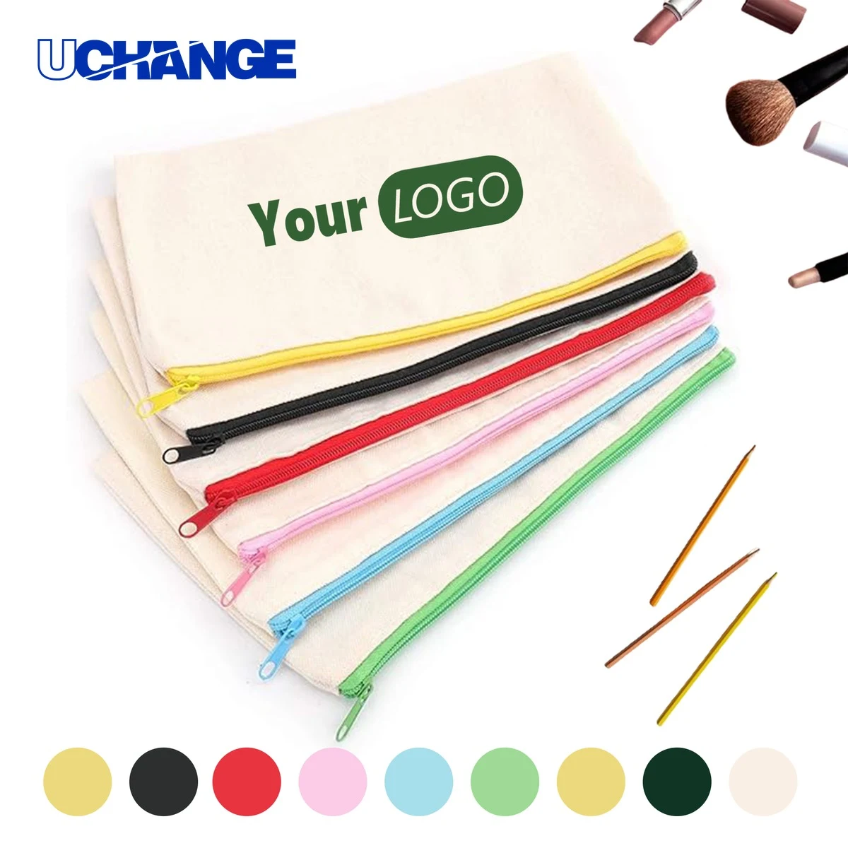 Canvas Pencil Bag with Zipper 1