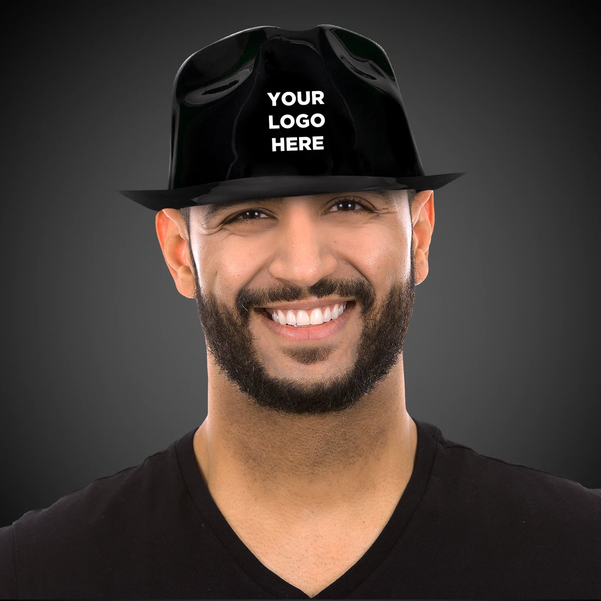 Black Plastic Gangster Fedora Hat 1