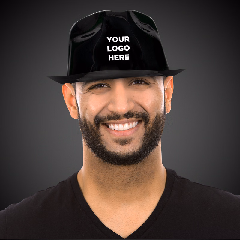 Black Plastic Gangster Fedora Hat