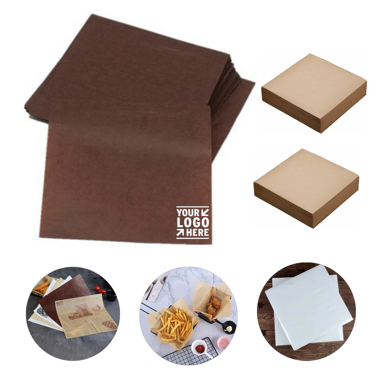 8.6 x 8.6 Inch Food Wax Basket Liner Picnic Paper Greaseproof Deli Wrapping Sheet 1