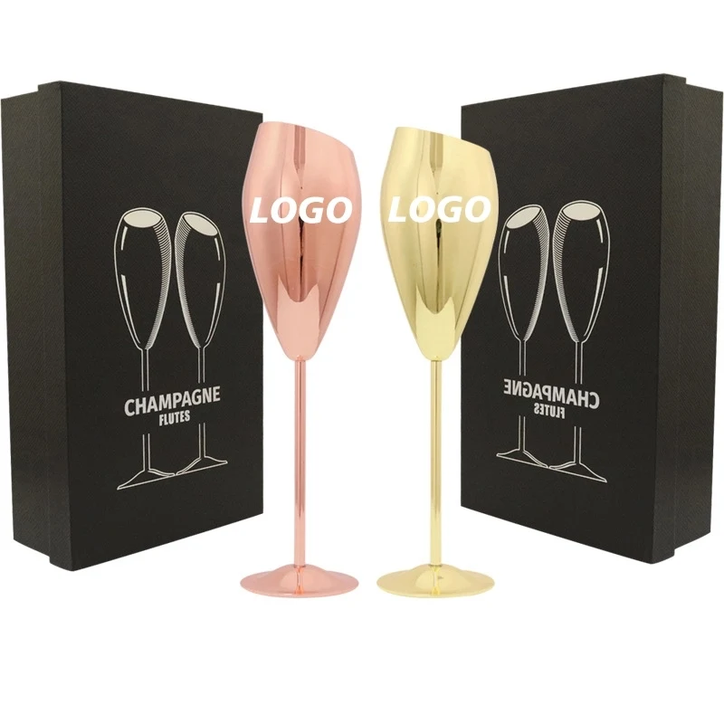 Custom 7 oz Stainless Steel Champagne Flutes Set of 2 1